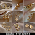 Shangjie Oem Aretes para Mujeres Moda Vintage Mulheres Brincos 925 Sterling Silver Stud Brincos Charms Brincos geométricos